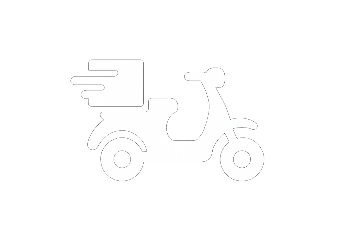 dame un icono que represente la entrega el mismo día, quiero que sea en una moto, y el icono debe tener fondo transparente y ademar el relleno debe ser totalmente blanco para que resalte en un fondo negro